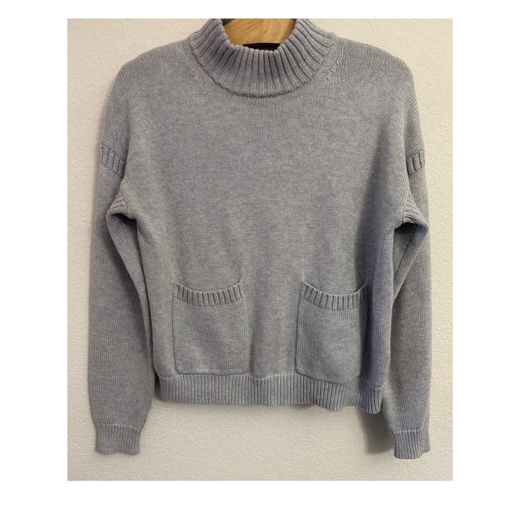 J.Crew Womens Mock Neck Cotton Cashmere Sweater Grey XXS‎ FA21